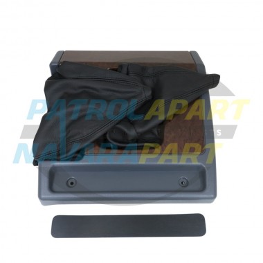 Manual Shifter Surround - Woodgrain with Leather Gaiters For Nissan Patrol GQ Y60 (10/91 Onwards) and Ford Maverick